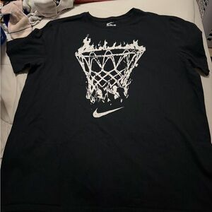 Nike Black Tee with White Flaming Hoop Design